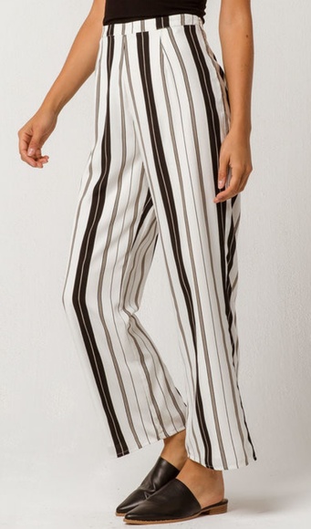 Society amuse Pants - Society amuse high-waisted wide-leg striped pants
